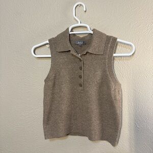 Marled Taupe Knit Collared Vest